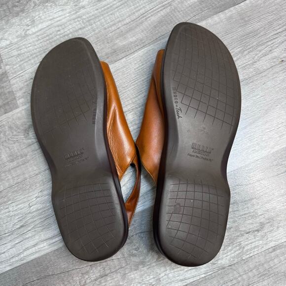 Munro American Brown Leather Slingback Sandals Minimalist Women’s Size 11 1/2 - Picture 4 of 7